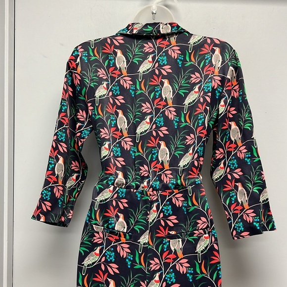 NWT Boden Collar Detail Cropped Jumpsuit -French Navy - Berry Bird  Size 4P - Picture 8 of 16